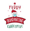 Merry Quarantine Christmas and Happy New Year. Santa Ho Ho Ho Gnomes lettering quoteÃÂ design. For t-shirt, greeting card or